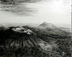 Manuel Moreso l`atelier du pouzadoux auvergne issoire perrier tableau toile acrylique Chaine-des-Puys volcans auvergne puy de dome