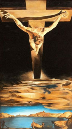 peinture huile tableau abstrait personnage reproduction Dali Christ Saint Jean de la Croix